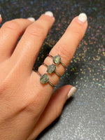 ✨Bb raw moldavite & pyrite rings✨