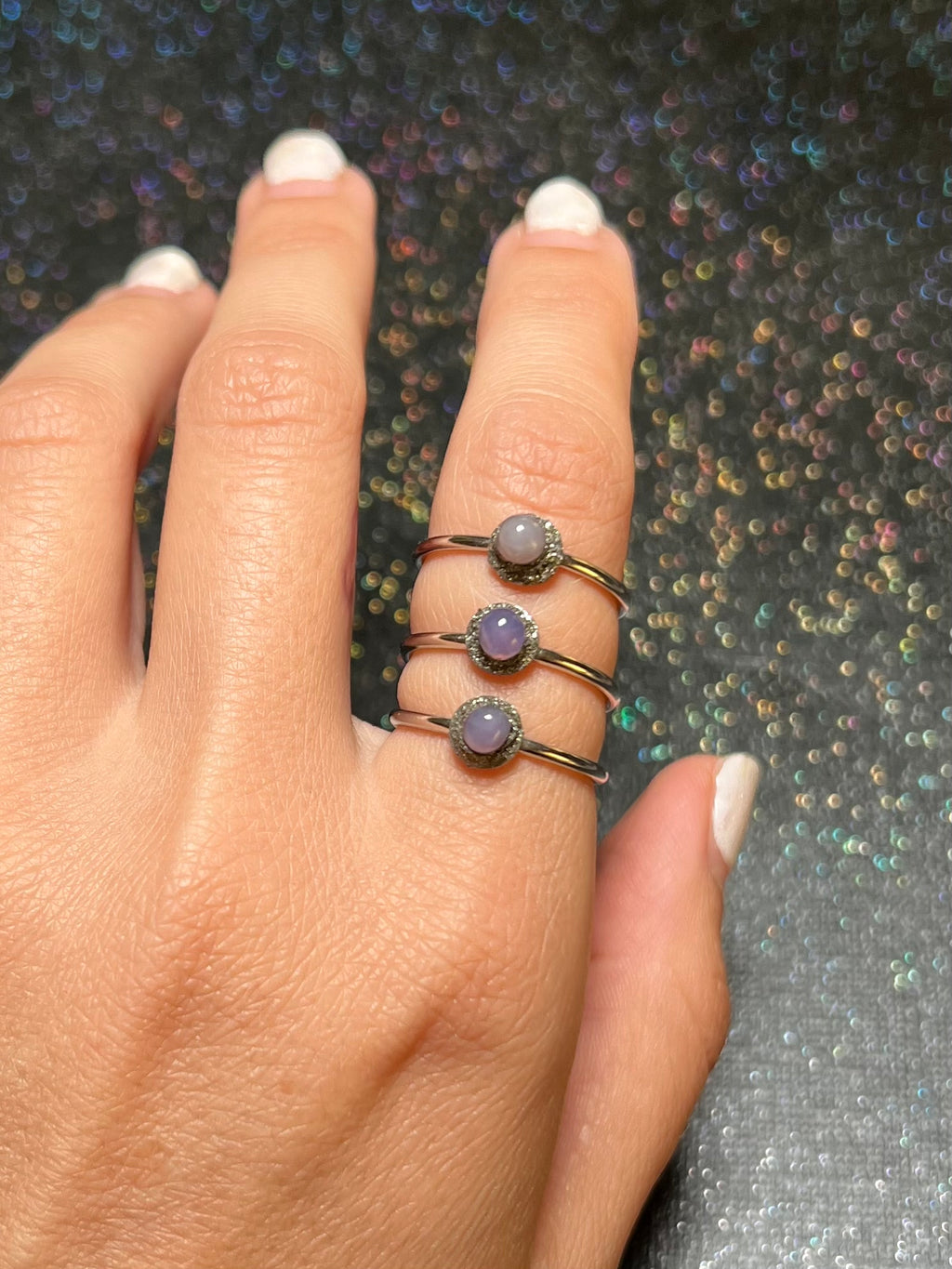 ✨Single ball grape agate & pyrite rings✨