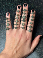 ✨Moldavite & pyrite dust rings✨