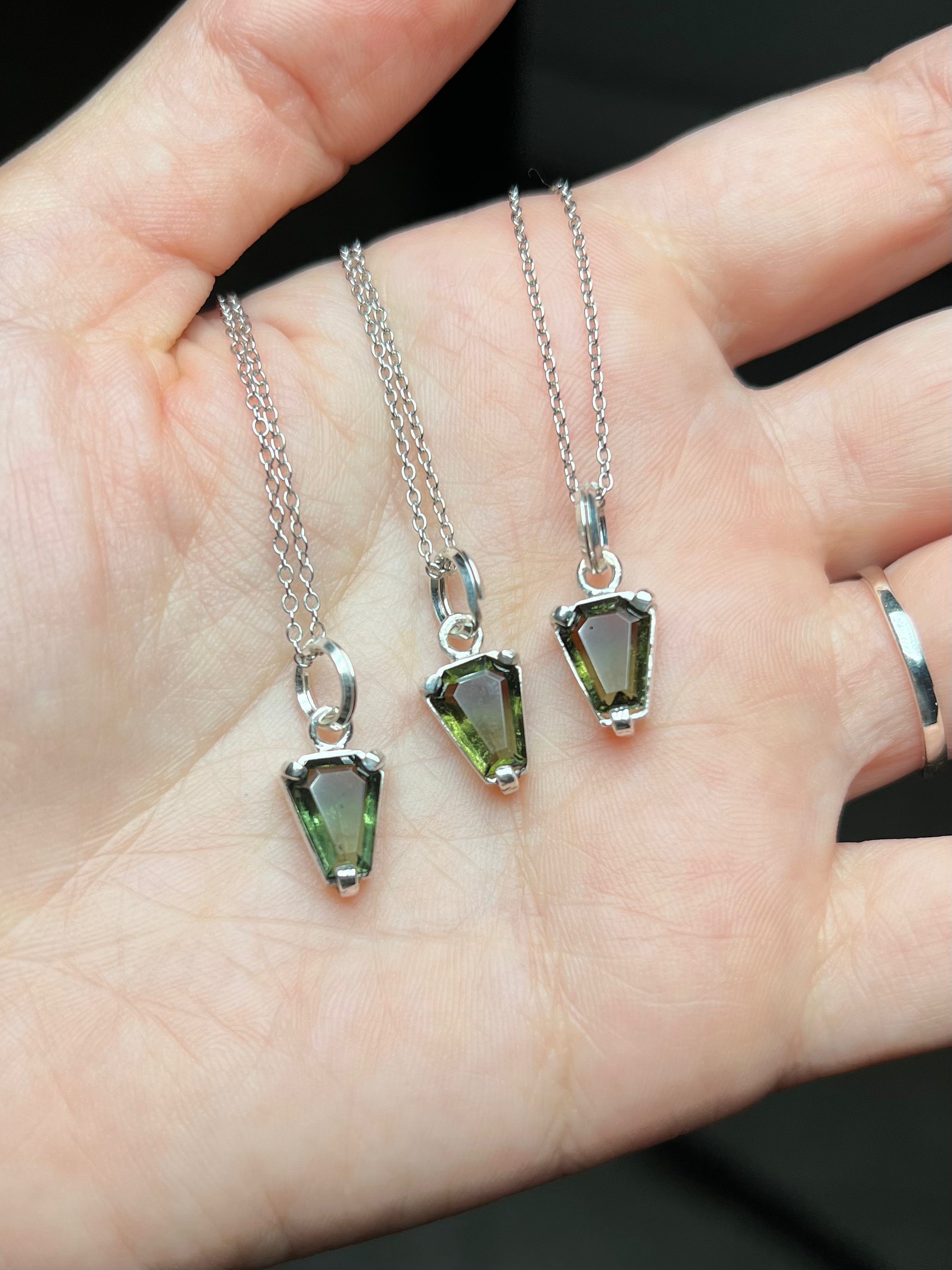 Faceted 2025 moldavite pendant