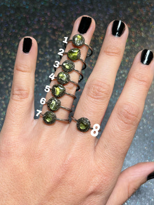 ✨Peridot & pyrite rings - thin bands✨