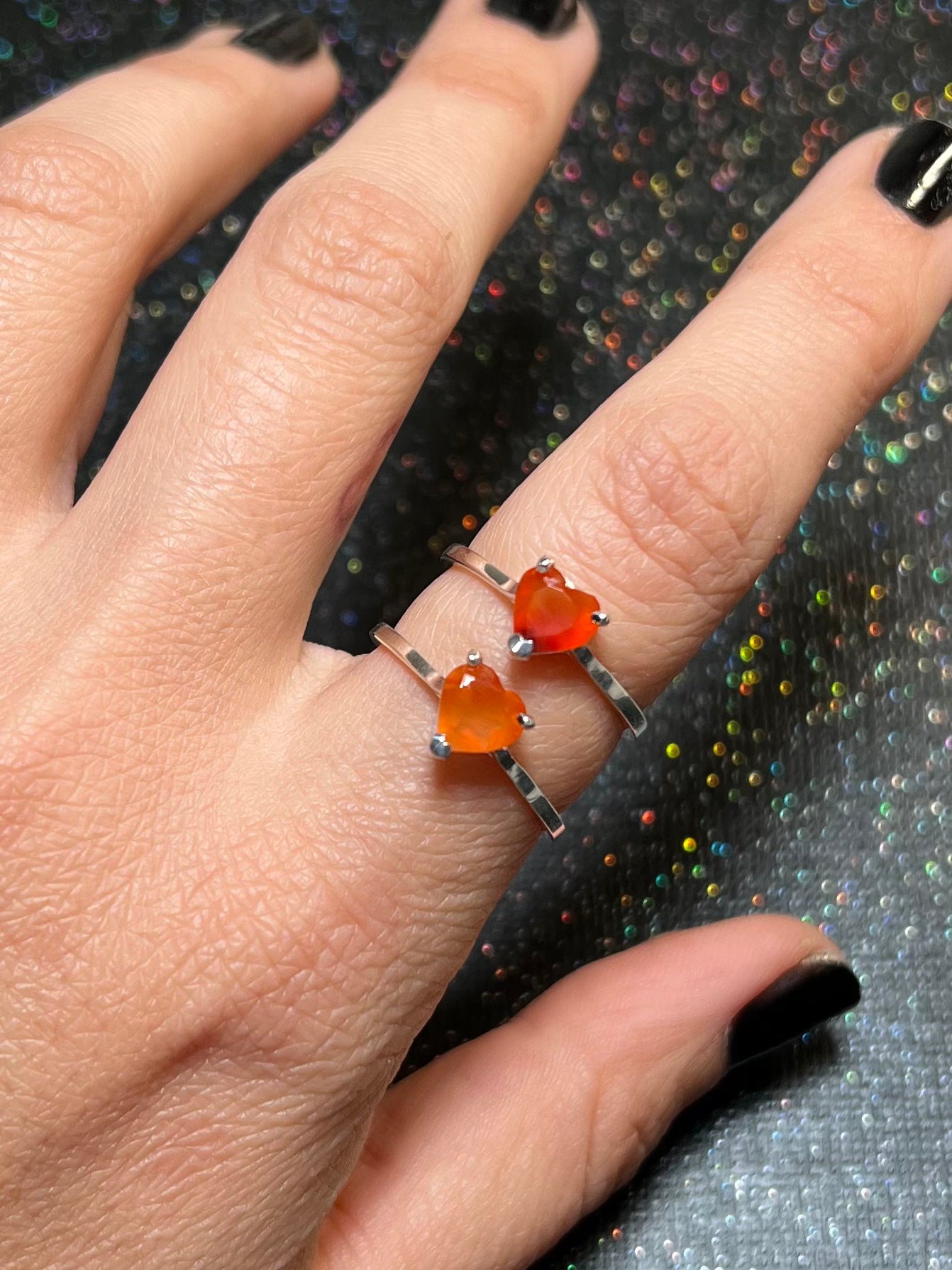 🧡 Faceted Carnelian Heart Ring - 925 silver & 14K gold 🧡