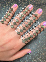 ✨BB Moldavite & pyrite rings - thin bands✨1/26